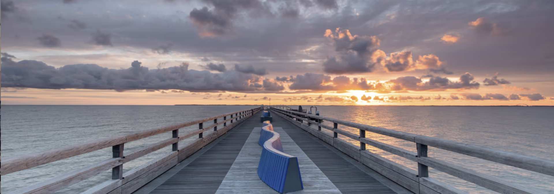 Panorama Sonnenaufgang auf der Seebrücke von Susanne Löblein
